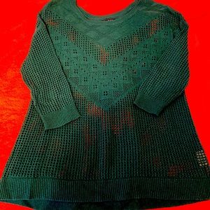 Women’s Green Open Stitched Sweater